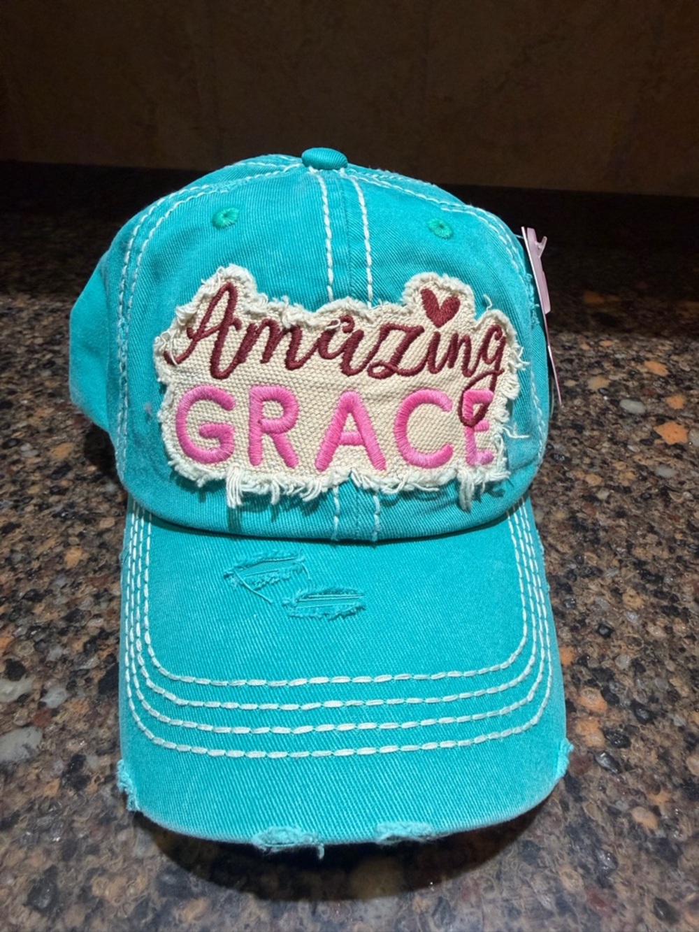 Embroidered Amazing Grace Women’s Baseball Hat Cap Turquoise NWT Girlie Girl